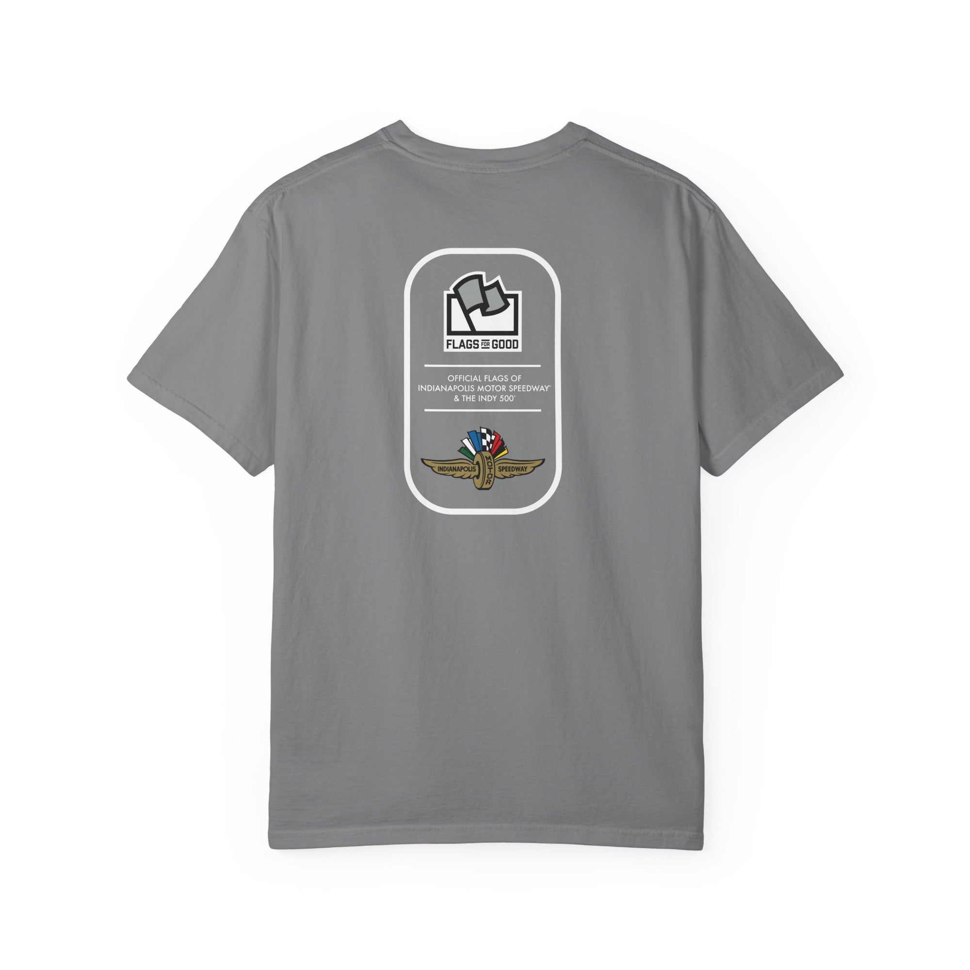 Indianapolis Motor Speedway X Flags For Good Flag Stripe T-Shirt