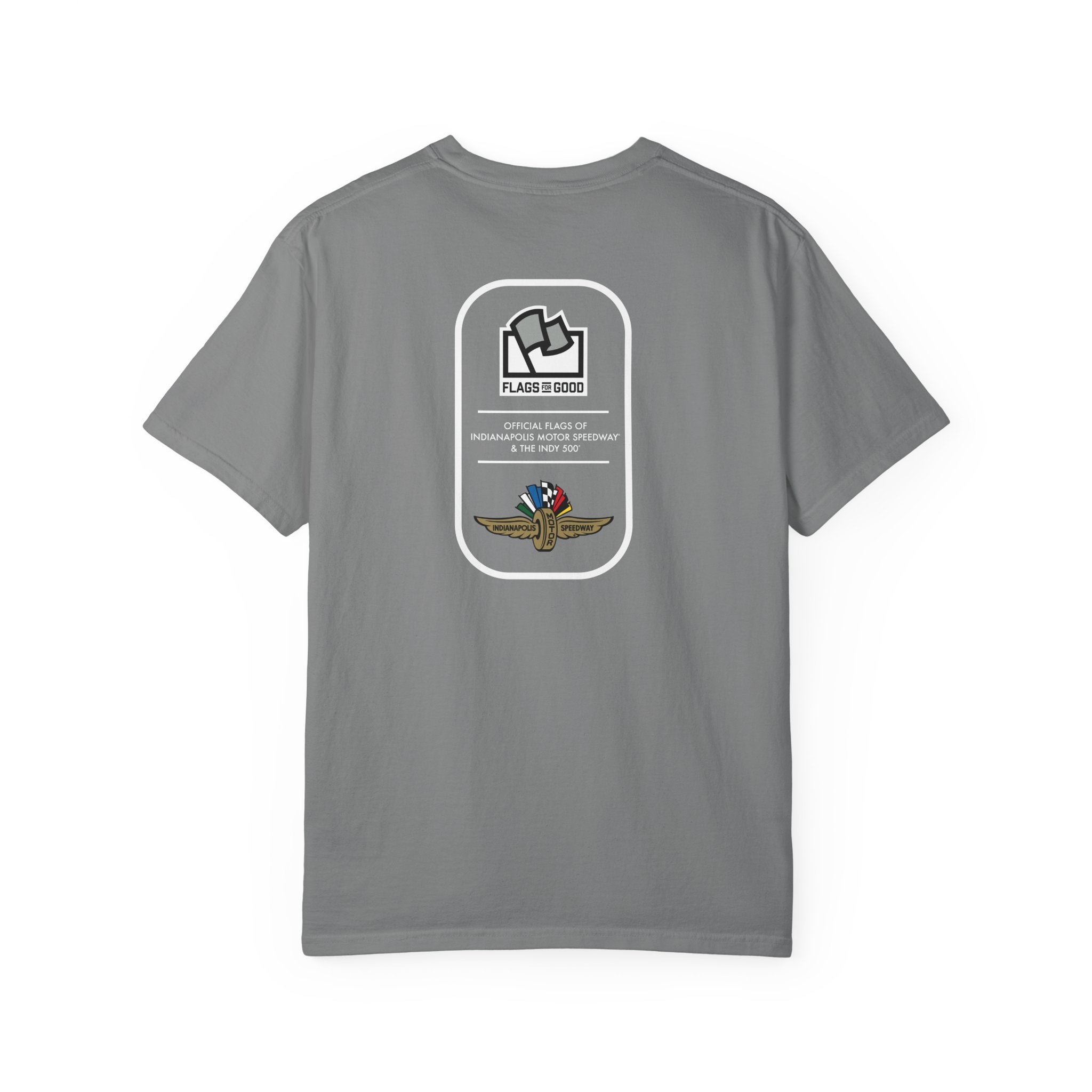 Indianapolis Motor Speedway X Flags For Good Flag Stripe T-Shirt
