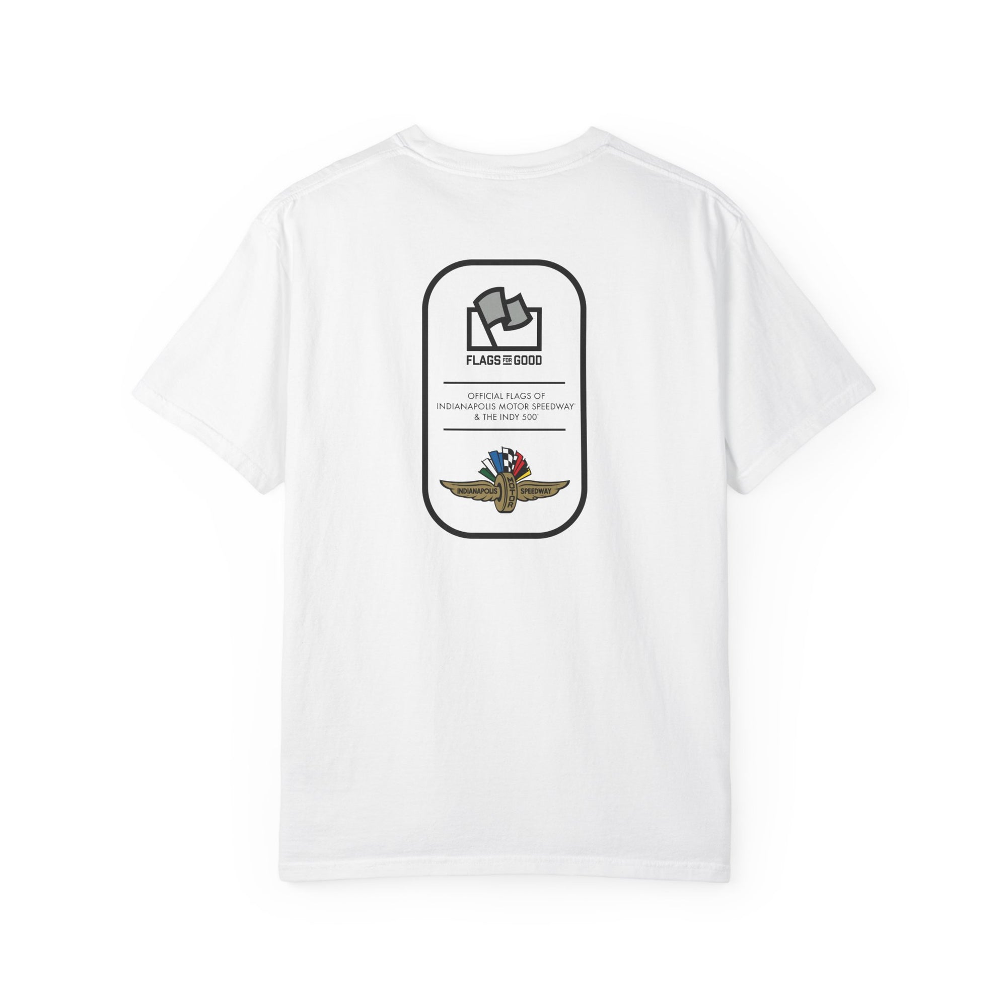 Indianapolis Motor Speedway X Flags For Good Flag Stripe T-Shirt