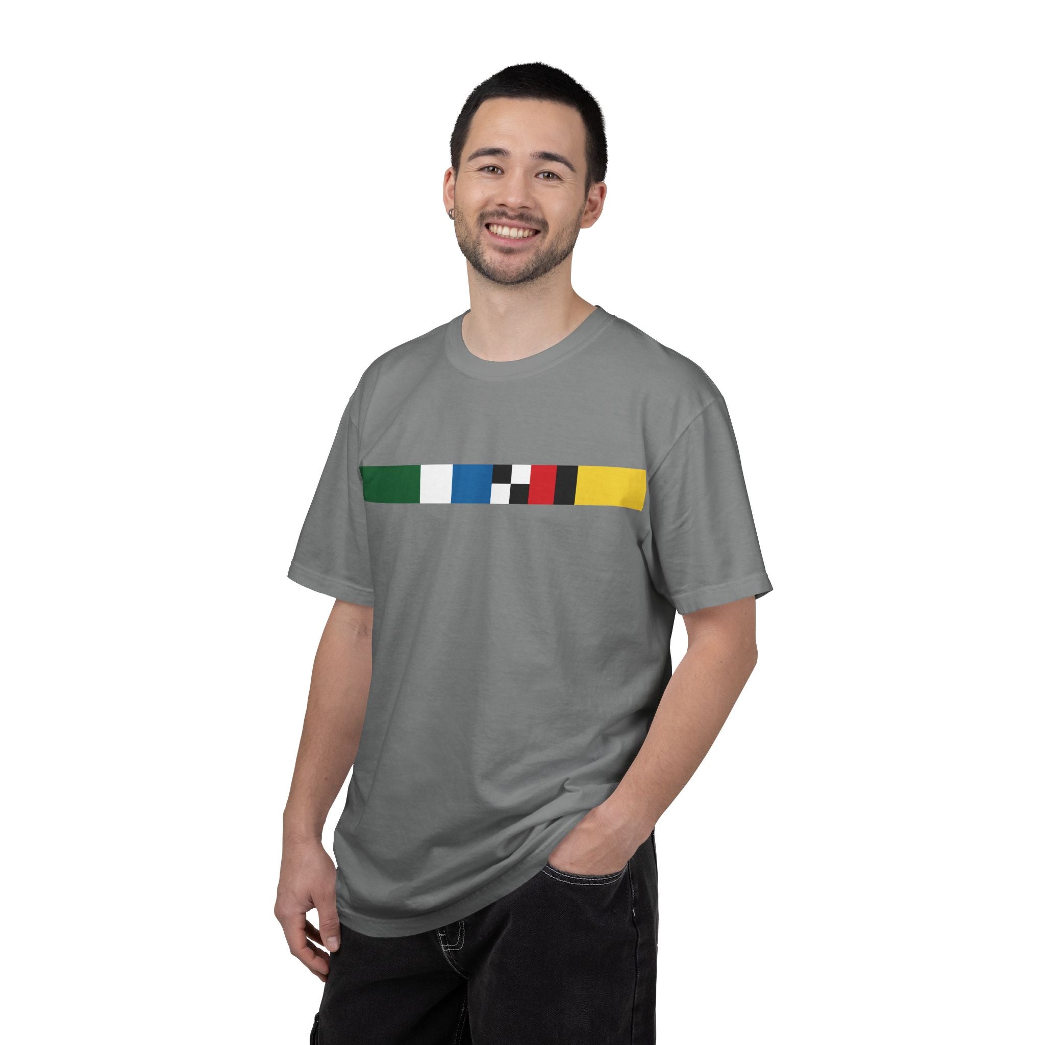 Indianapolis Motor Speedway X Flags For Good Flag Stripe T-Shirt