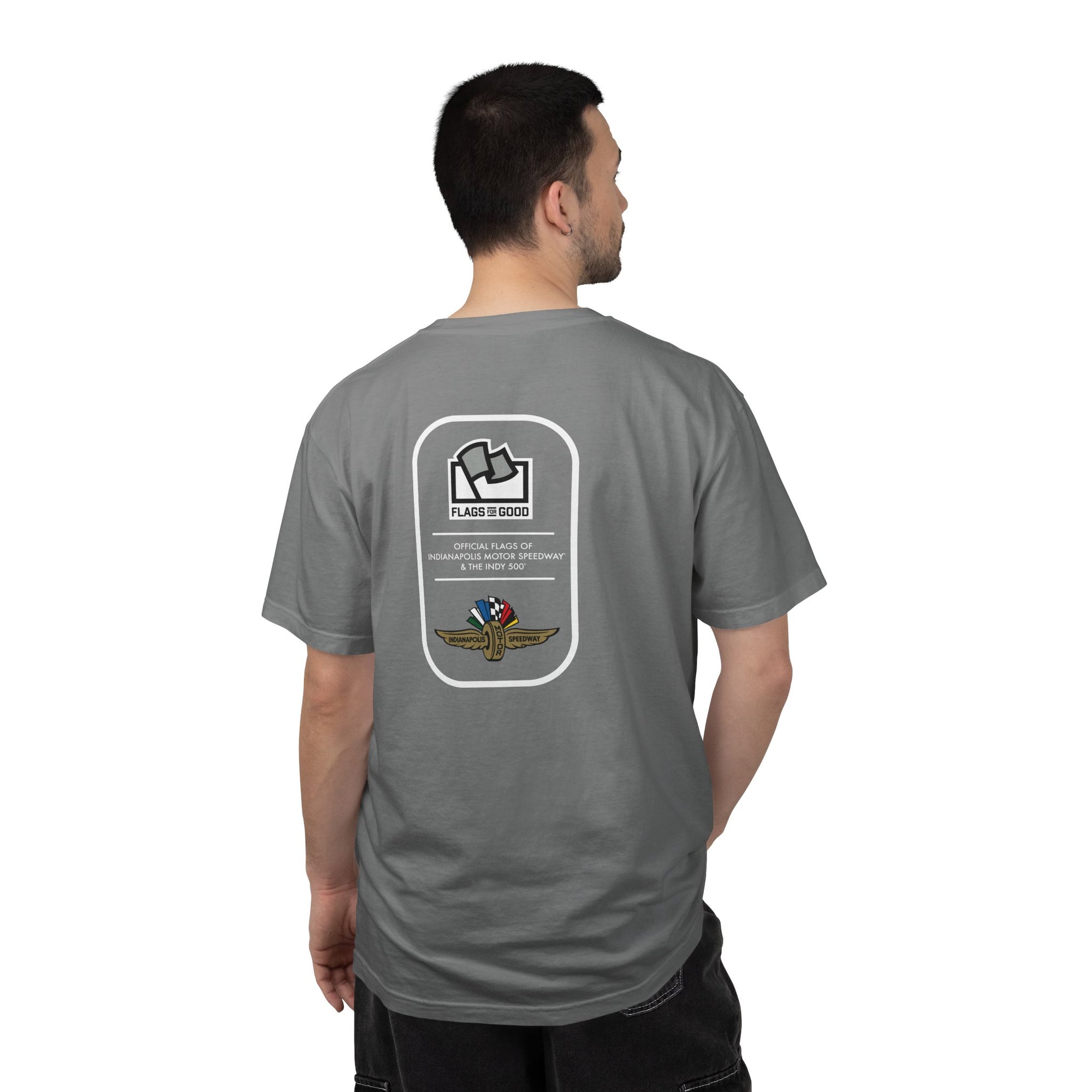 Indianapolis Motor Speedway X Flags For Good Flag Stripe T-Shirt