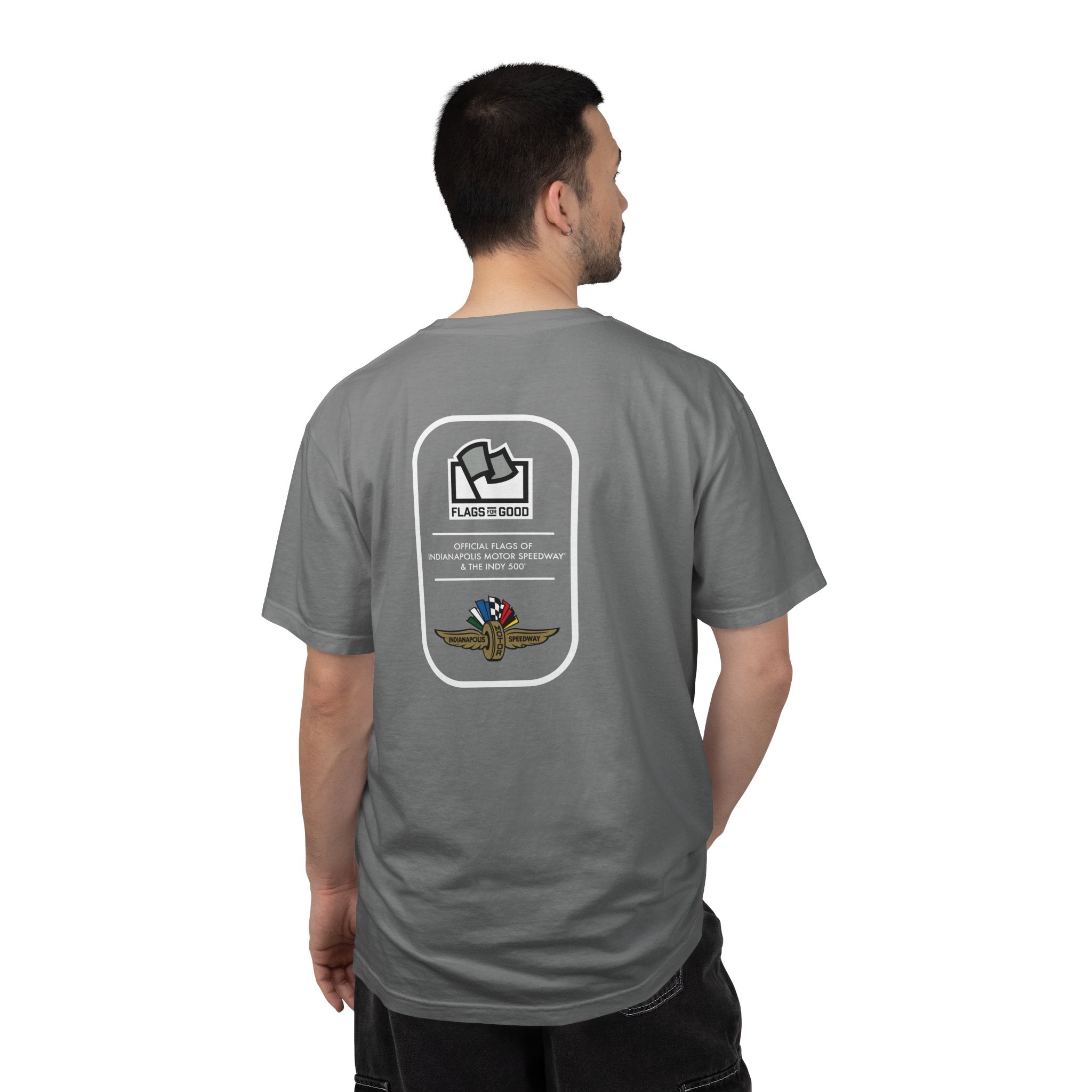 Indianapolis Motor Speedway X Flags For Good Flag Stripe T-Shirt