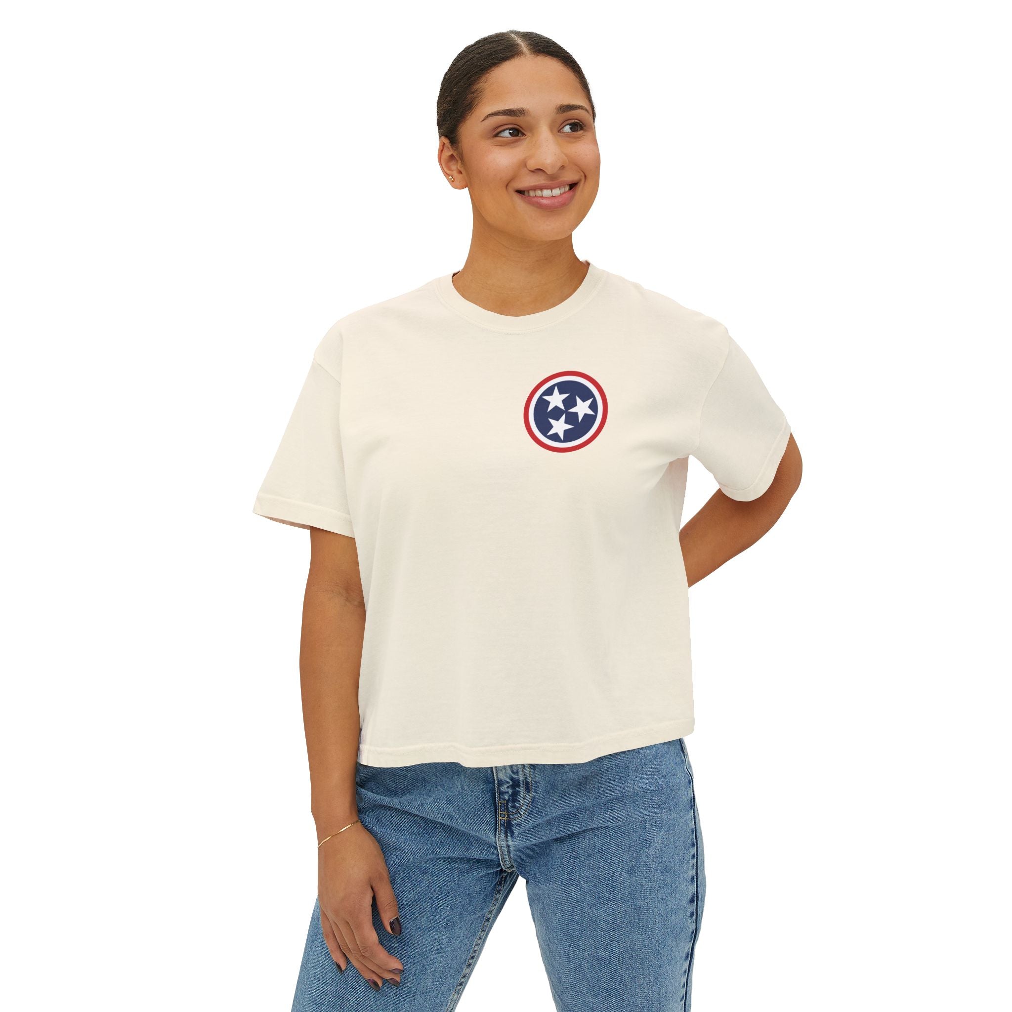 Tennessee Tri-Star Flag Crop Women's T‑Shirt