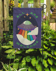 halloween 2023 all are welcome ufo alien garden flag