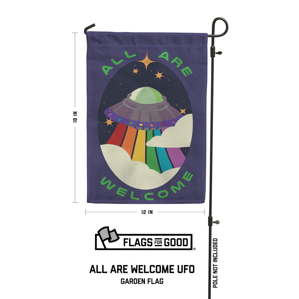 "All Are Welcome" UFO Garden Flag Size by Flags For Good