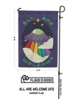 halloween 2023 all are welcome ufo alien garden flag designed by flags for good