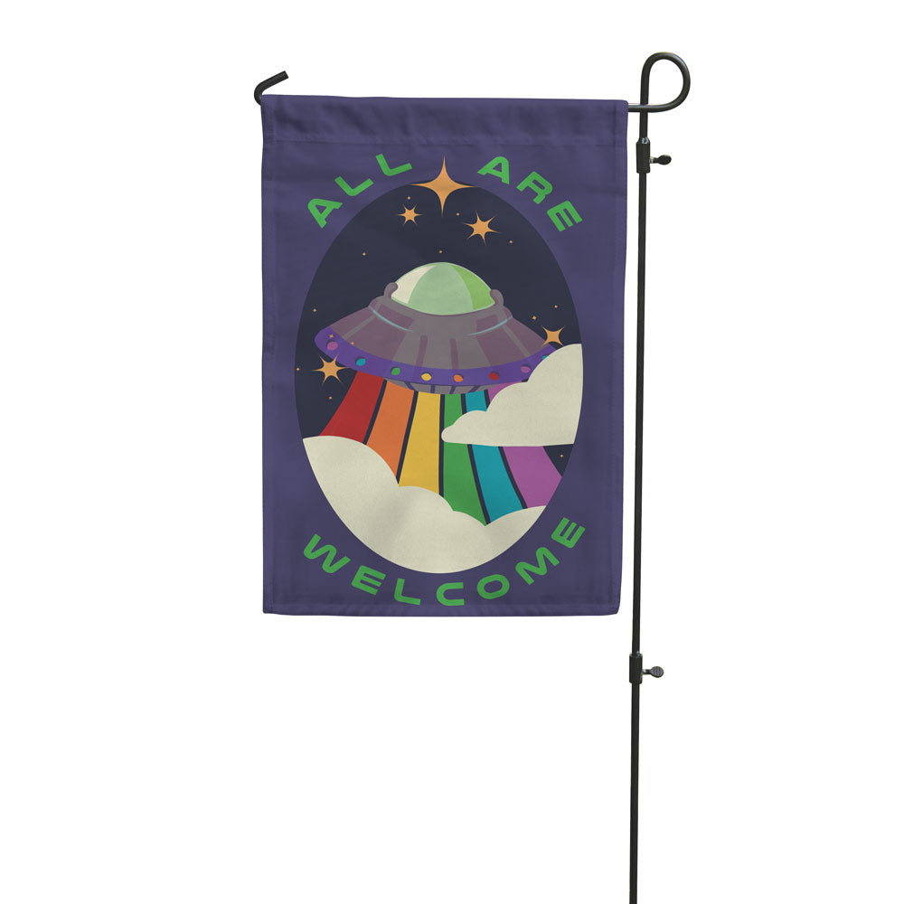 "All Are Welcome" UFO Garden Flag by Flags For Good