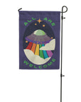 halloween 2023 all are welcome ufo alien garden flag