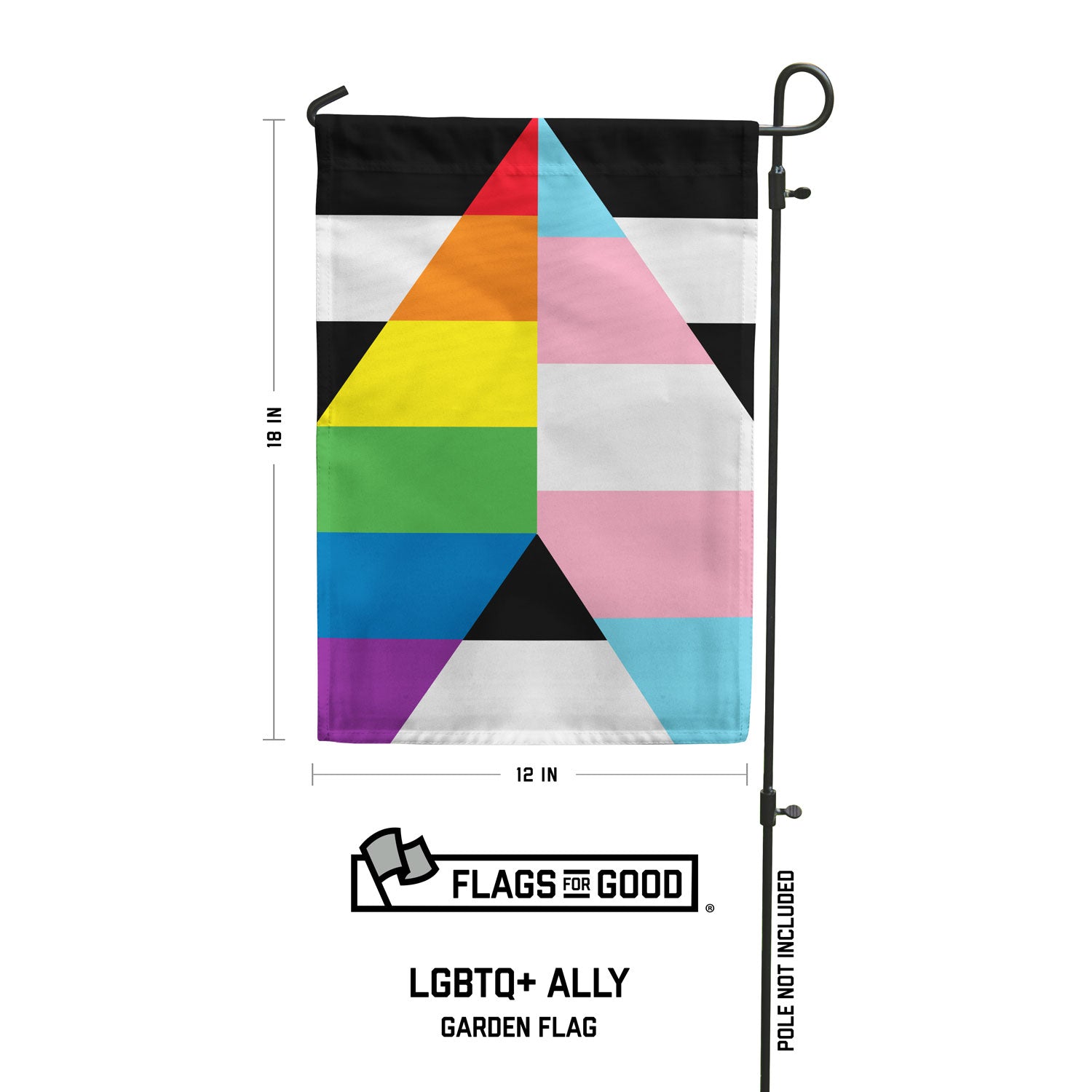 Flags for Good Ally Garden Flag with Trans Stripes measurements 12 inches by 18 inches