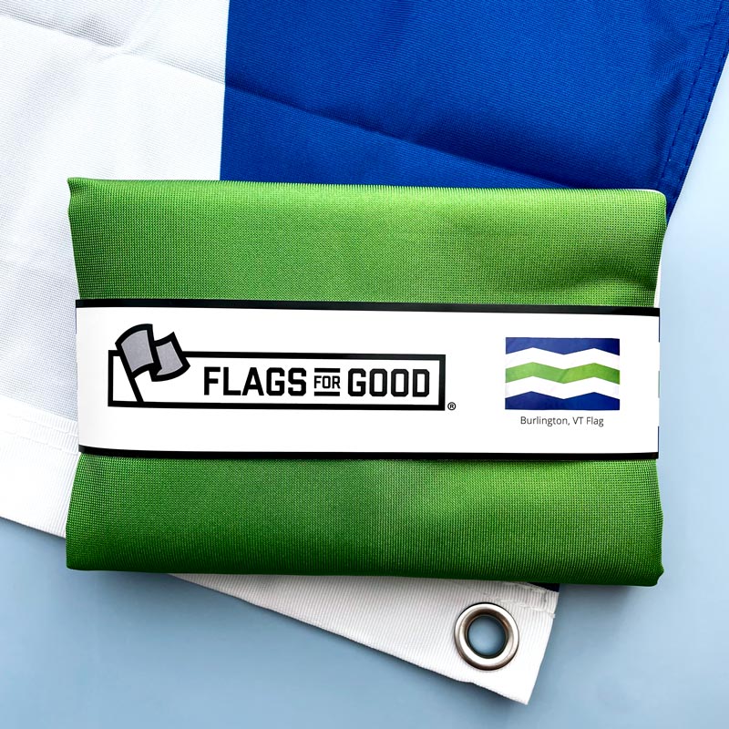 Burlington Vermont single-sided 3ftx5ft flag flat lay by flags for good