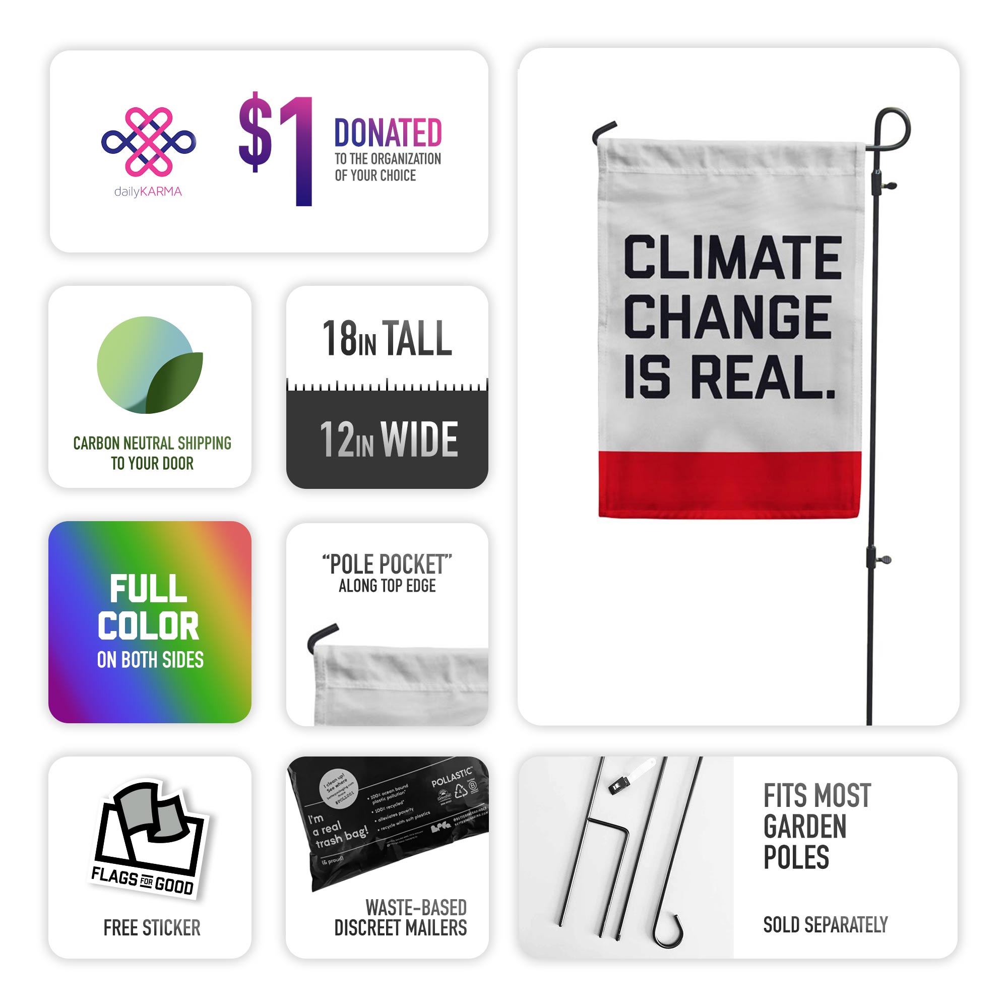 Climate change is real garden flag measuring 12 by 18 inches