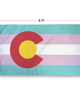 3 x 5 feet single-sided Colorado flag with trans flag colors in the background