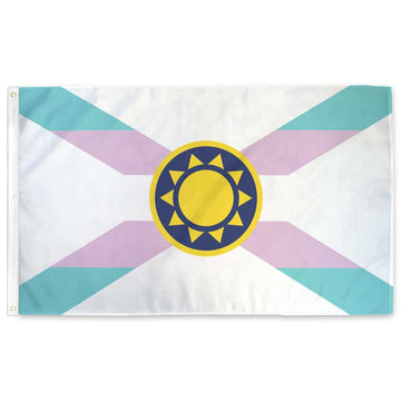 3 x 5 feet single-sided Flordia flag with trans flag colors in the background