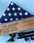 USA American Flag paired with a flags for good wall mount black flag pole