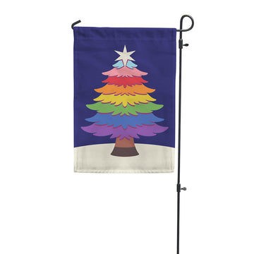 Rainbow Pride Holiday Tree garden flag