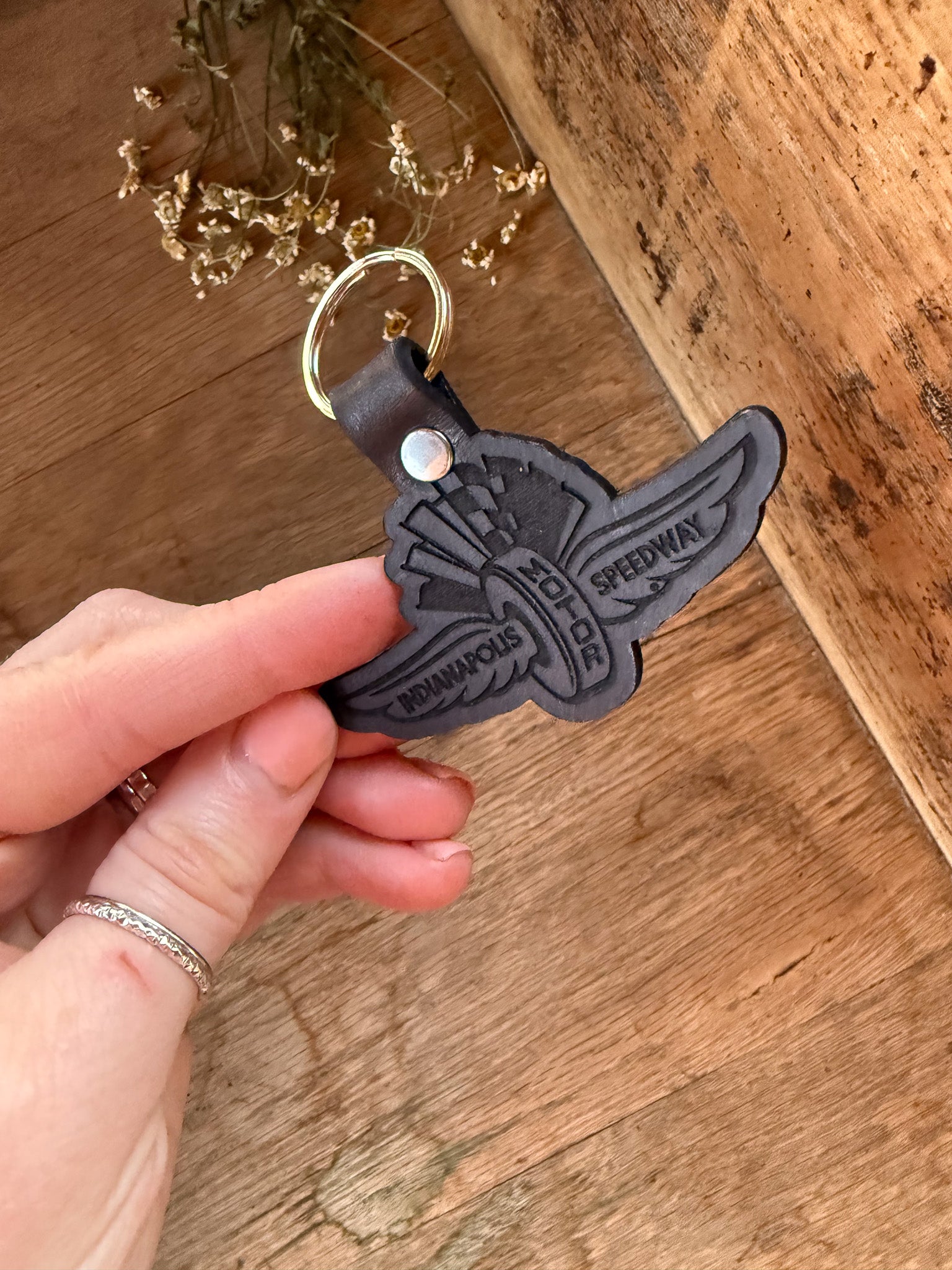 IMS Wings & Wheel Leather Keychain