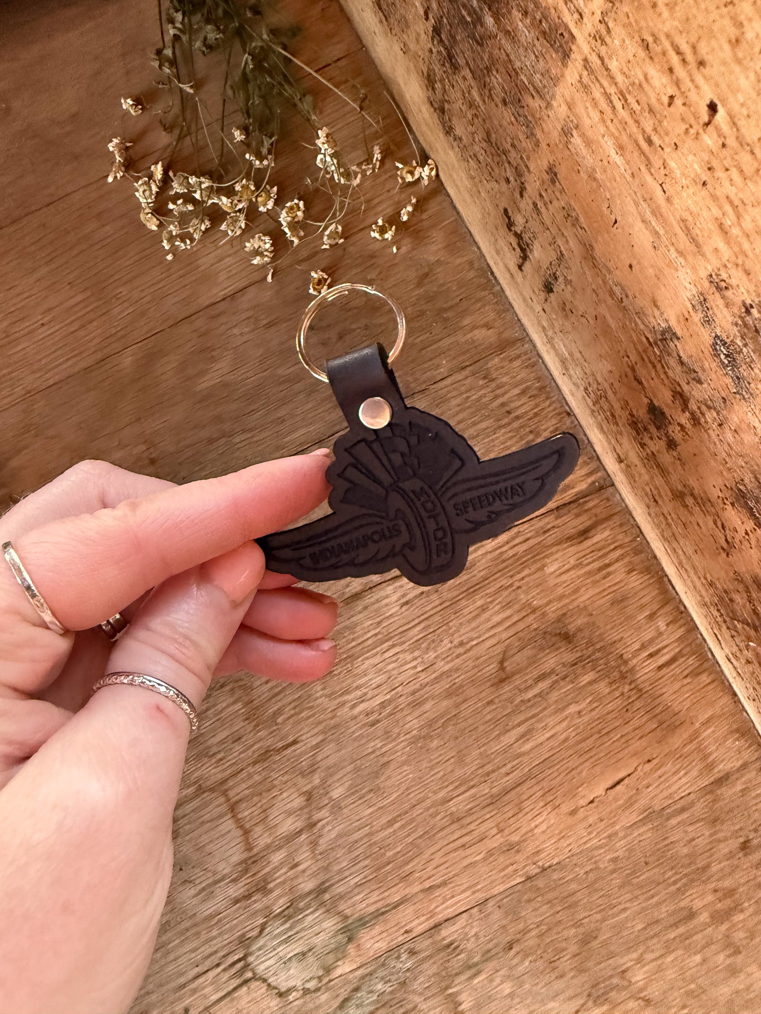 IMS Wings & Wheel Leather Keychain