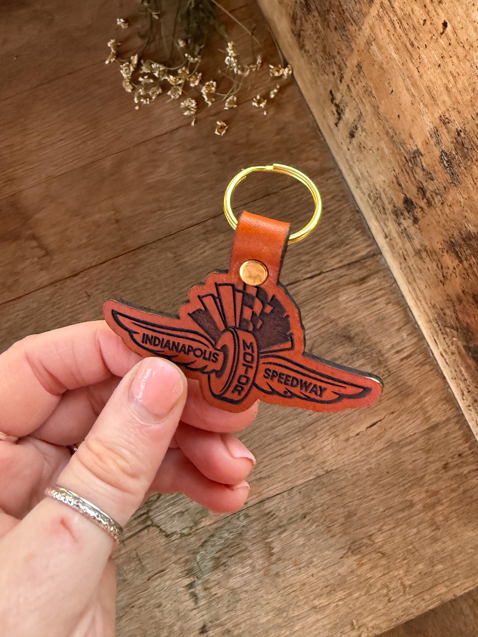 IMS Wings & Wheel Leather Keychain