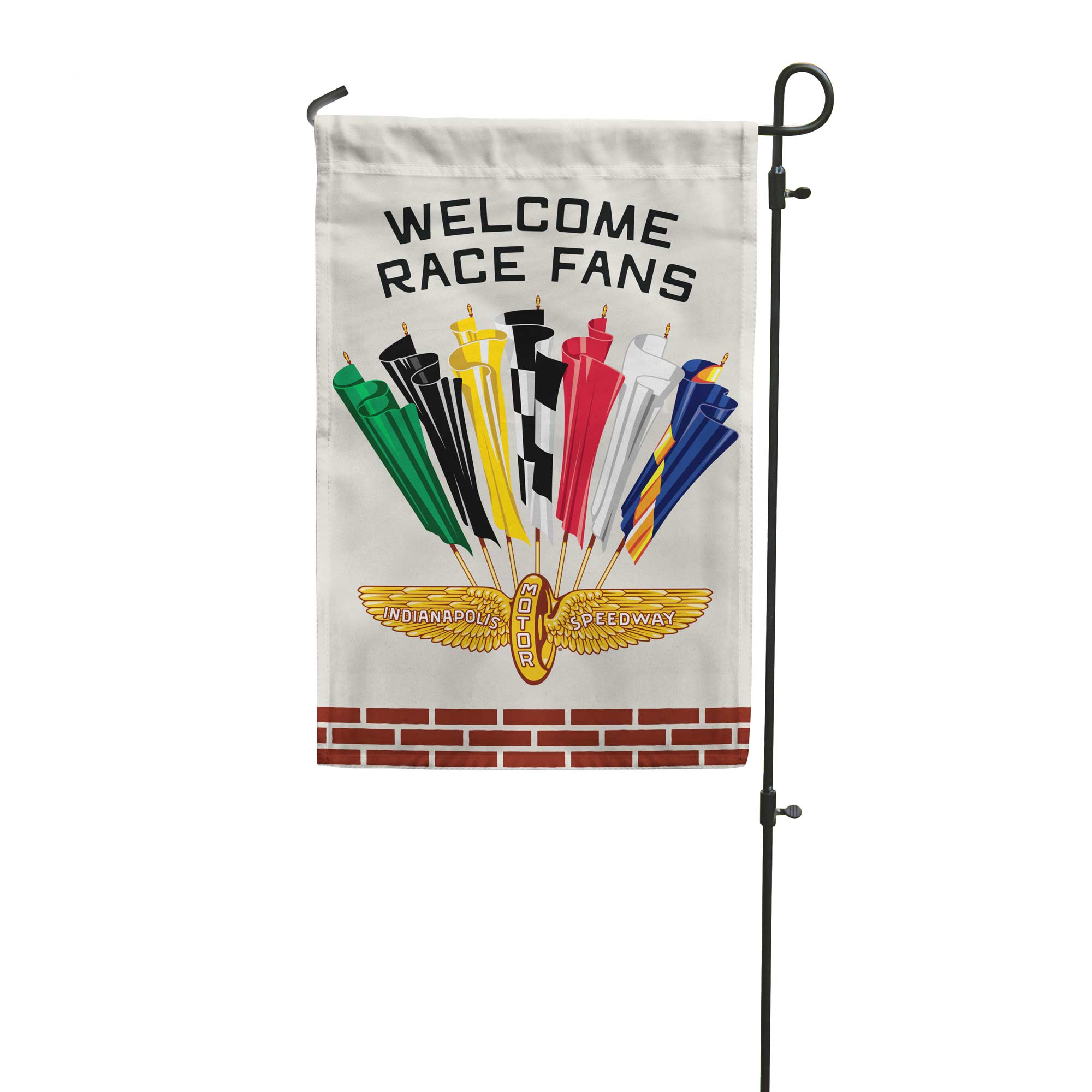 "Welcome Race Fans" '55 Vintage IMS® Logo Garden Flag