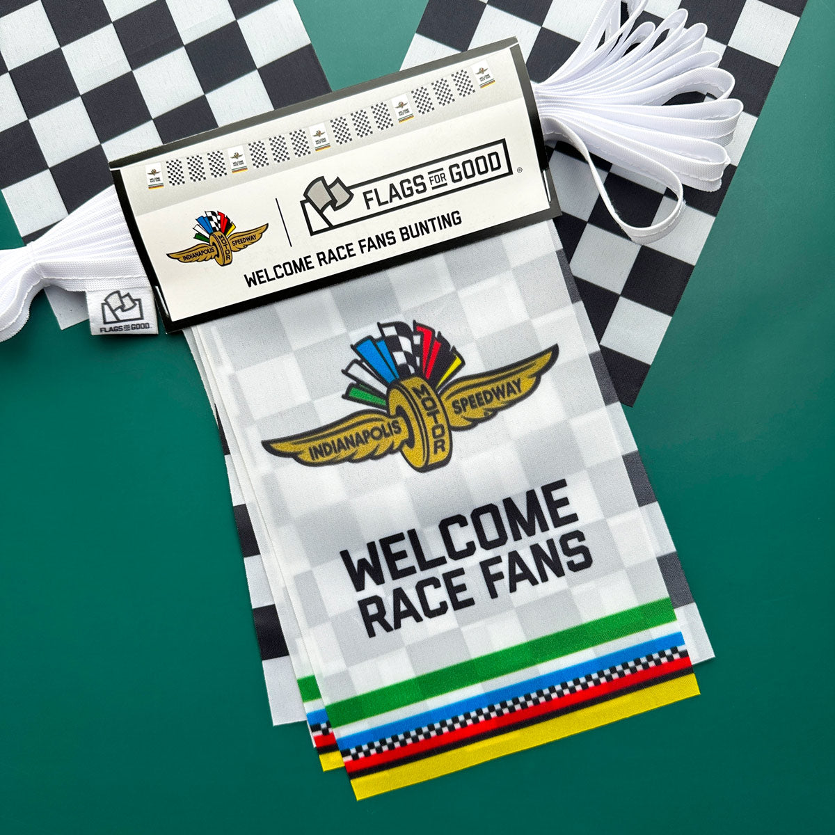 "Welcome Race Fans" Indianapolis Motor Speedway® Checkered Flag Bunting