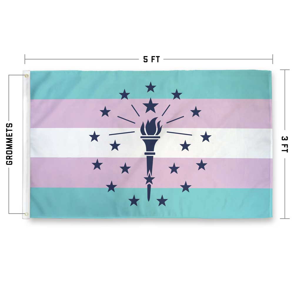 3 x 5 feet single-sided Indiana trans pride Flag with Grommets