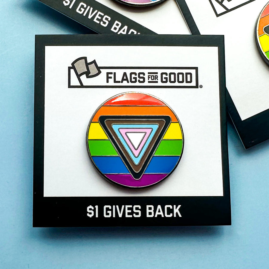 LGBTQIA+ safe space Hard enamel pin designed by Flags for Good