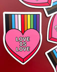 Love is Love rainbow heart vinyl sticker made by flags for good