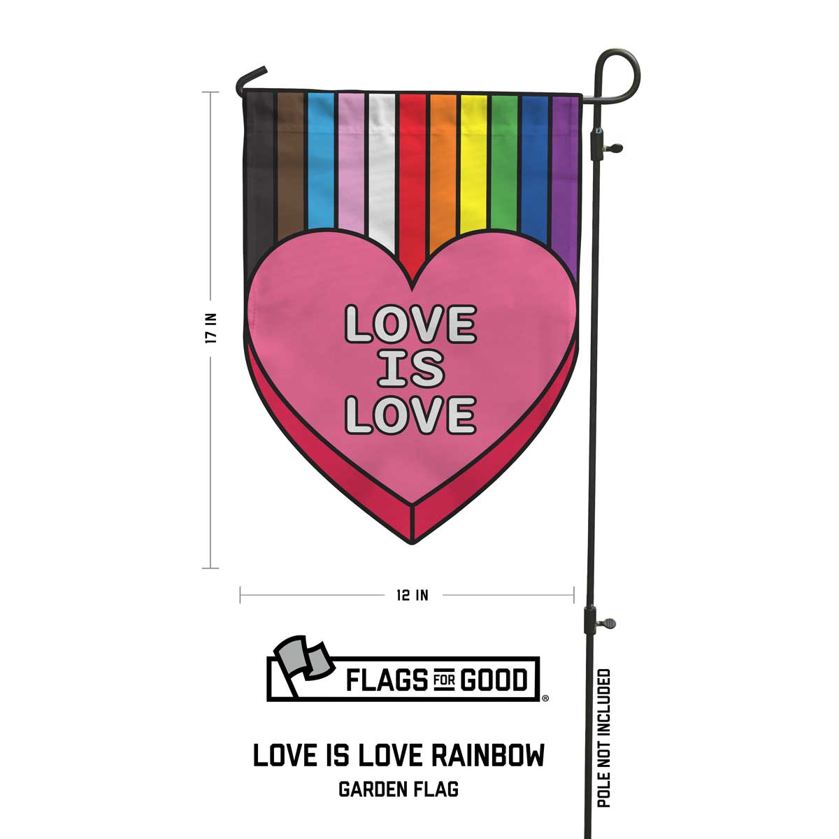 love is love heart garden flag 12 inches by 17 inches