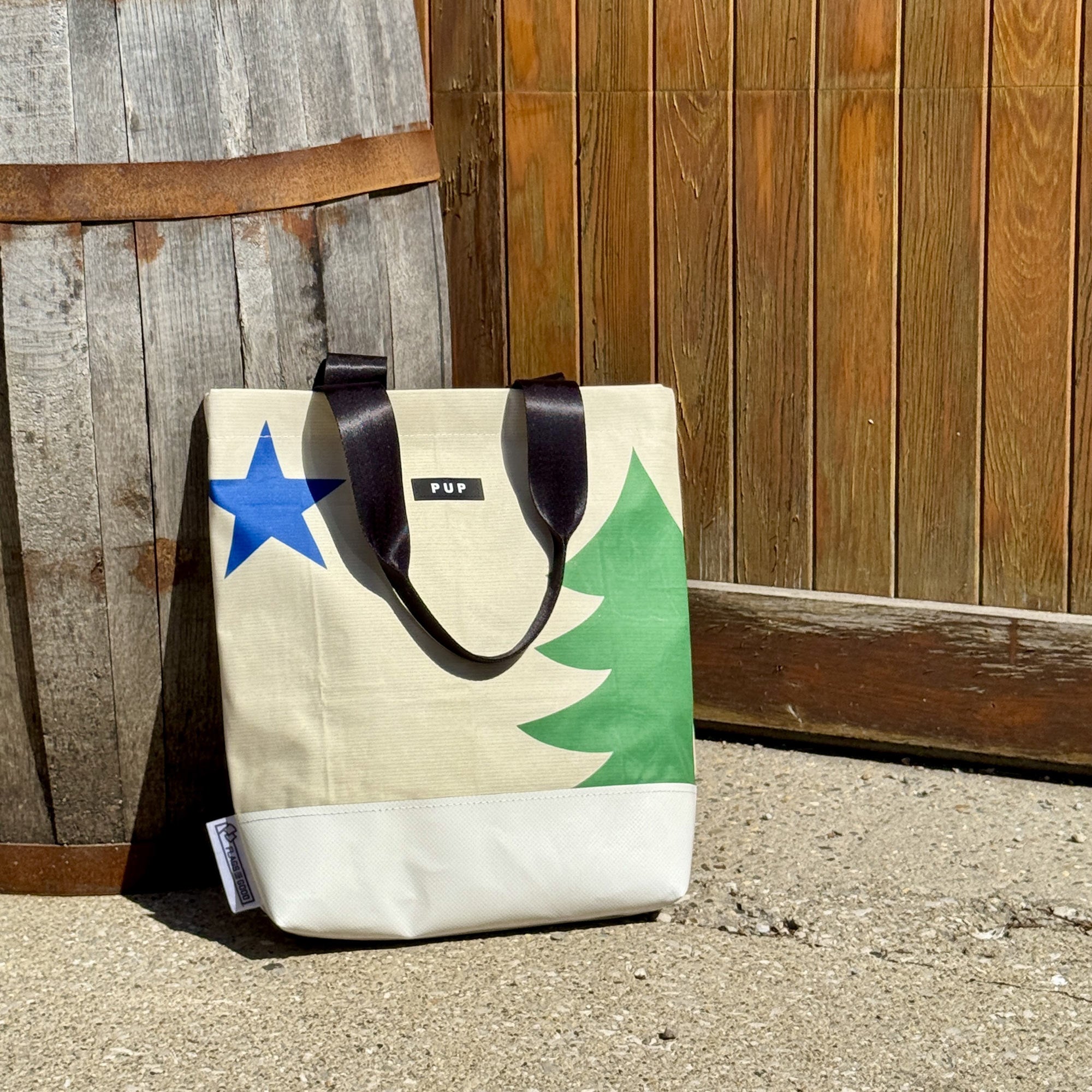 Maine 1901 repurposed flags into a tote bag