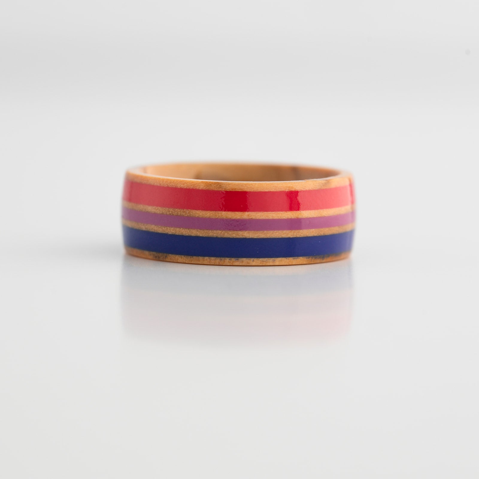 Bisexual Pride Genuine Olive Wood Ring— Limited Edition