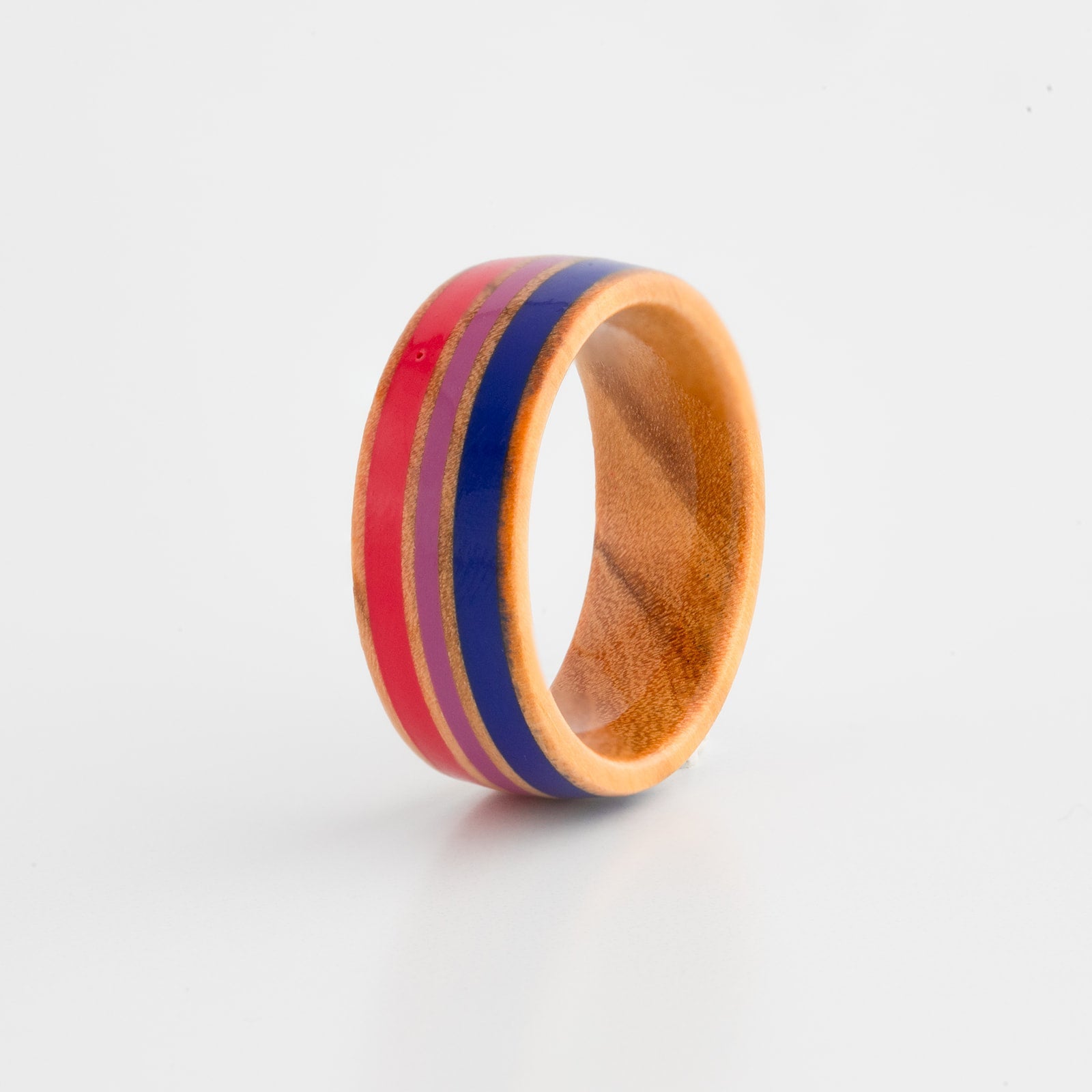 Bisexual Pride Genuine Olive Wood Ring— Limited Edition