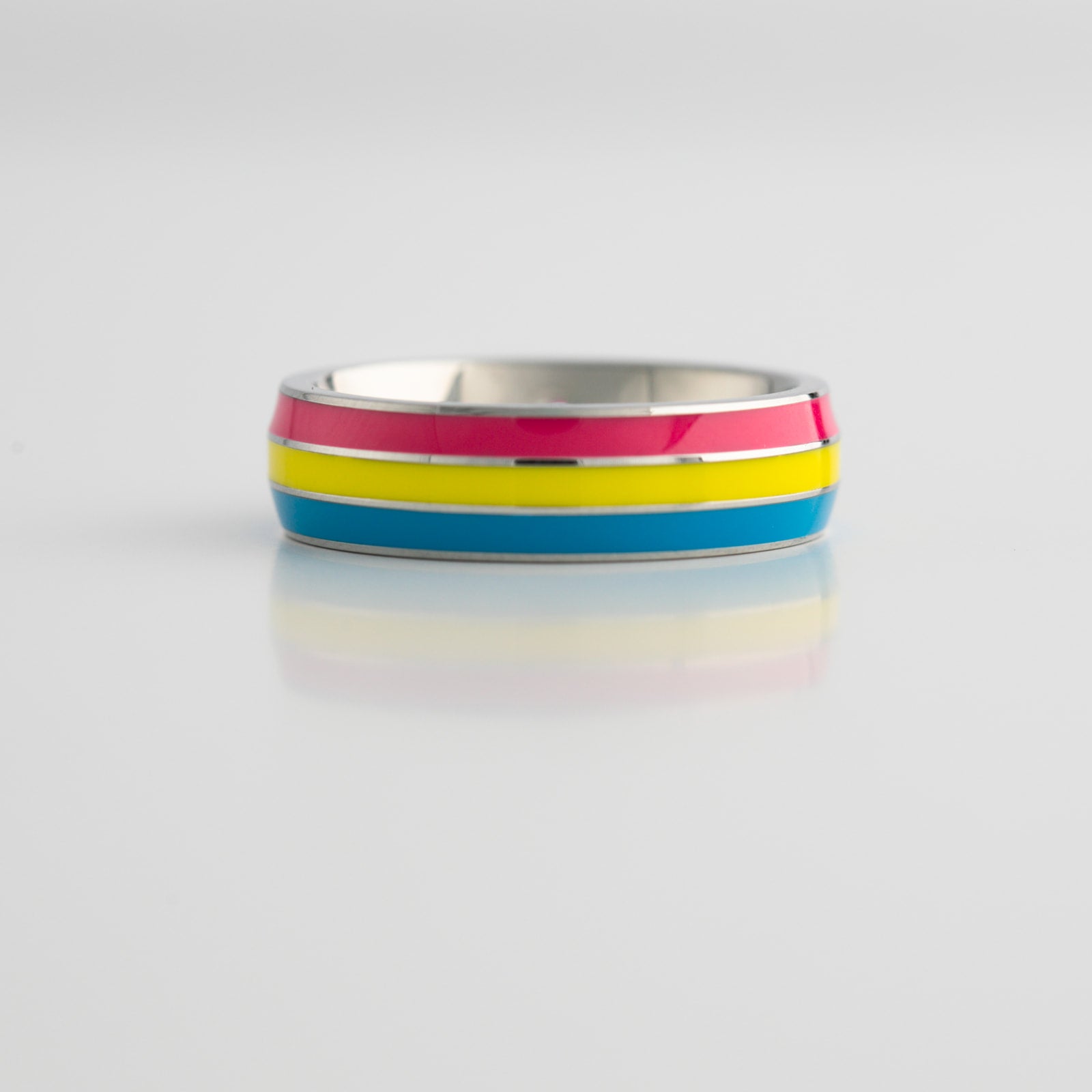 Pansexual Pride Ring | 6mm Domed Stainless Steel Pan Pride Ring