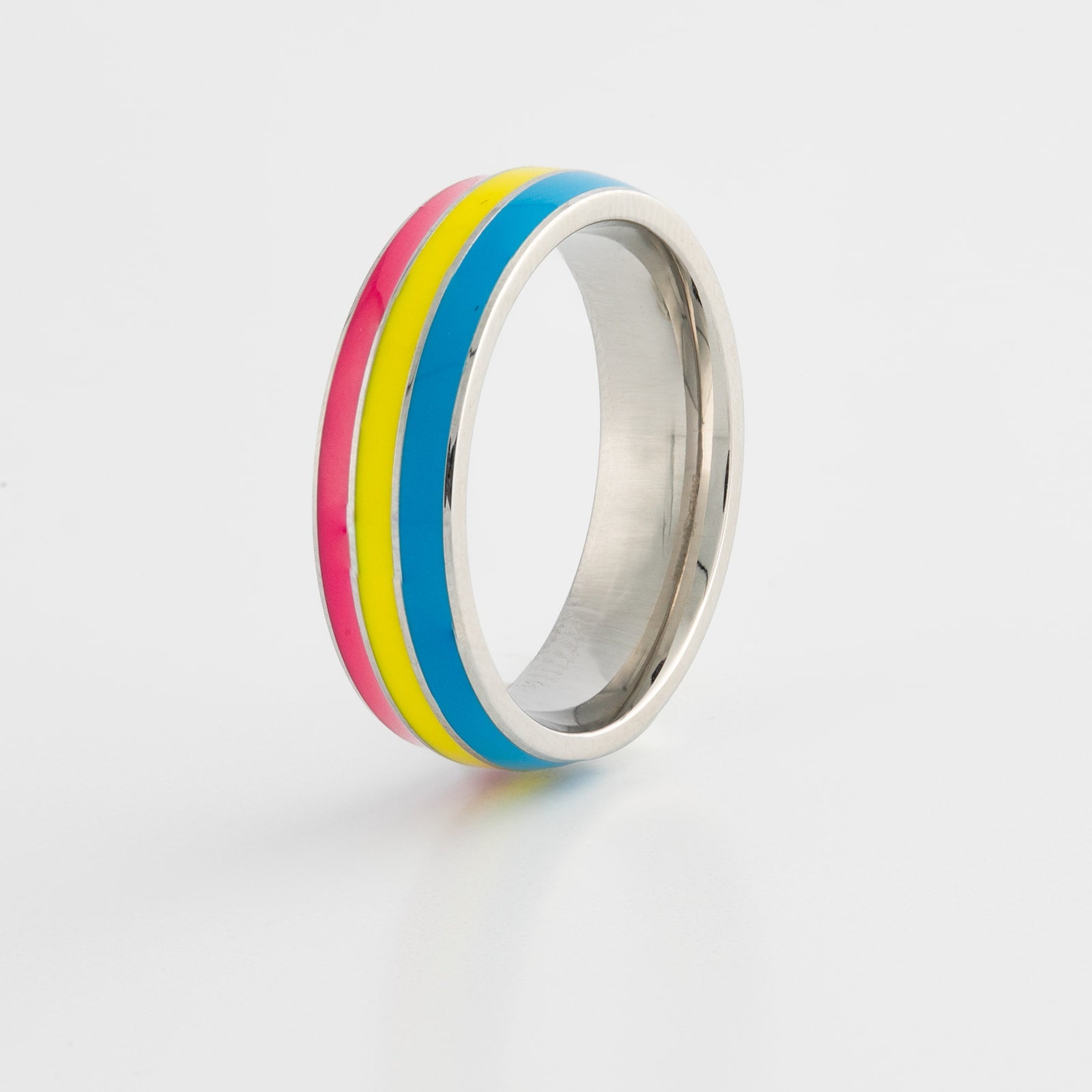 Pansexual Pride Ring | 6mm Domed Stainless Steel Pan Pride Ring