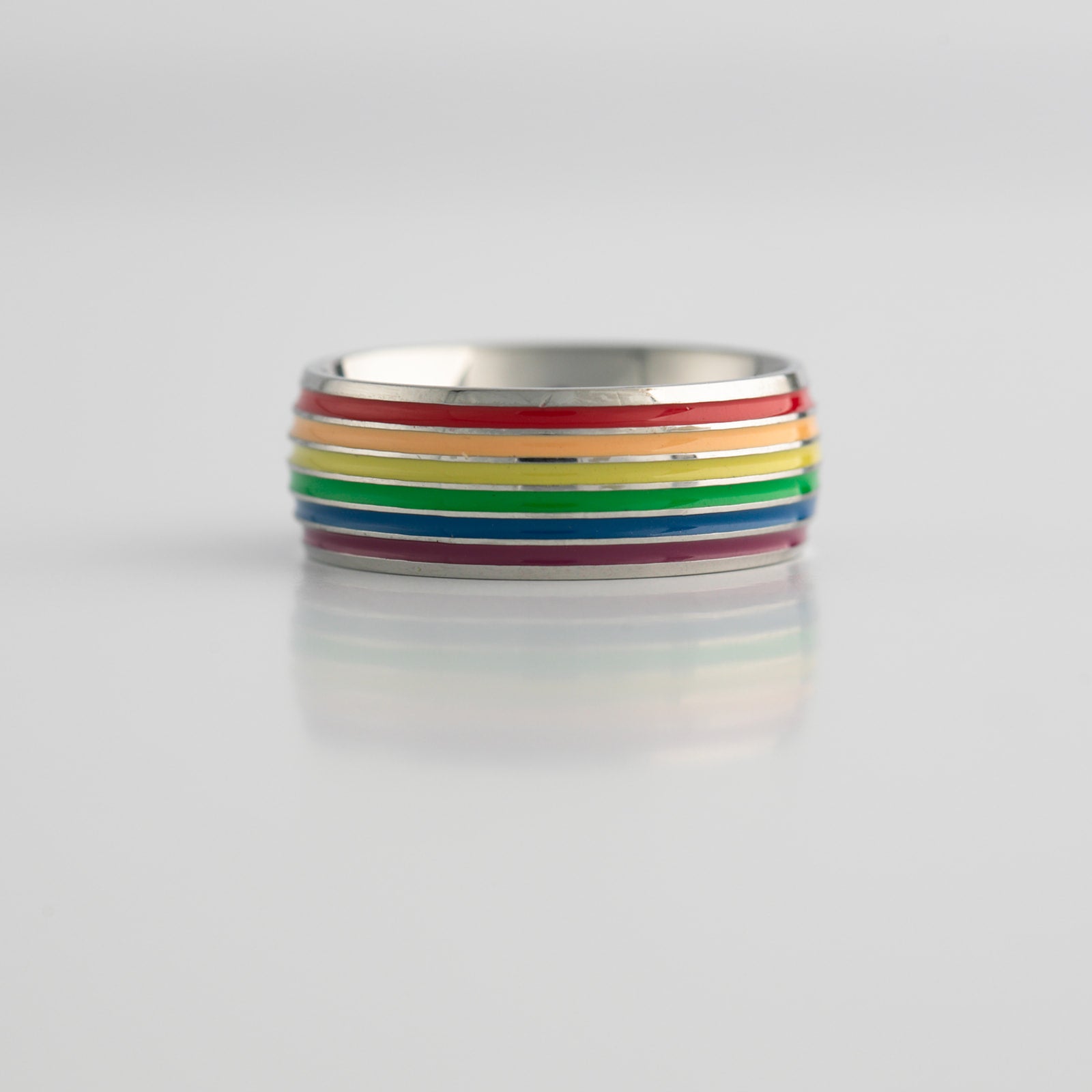 Progress Pride Ring | Daniel Quasar Stainless Steel Band Ring