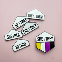 Pronoun + Pride Flag Magnetic Pin Set