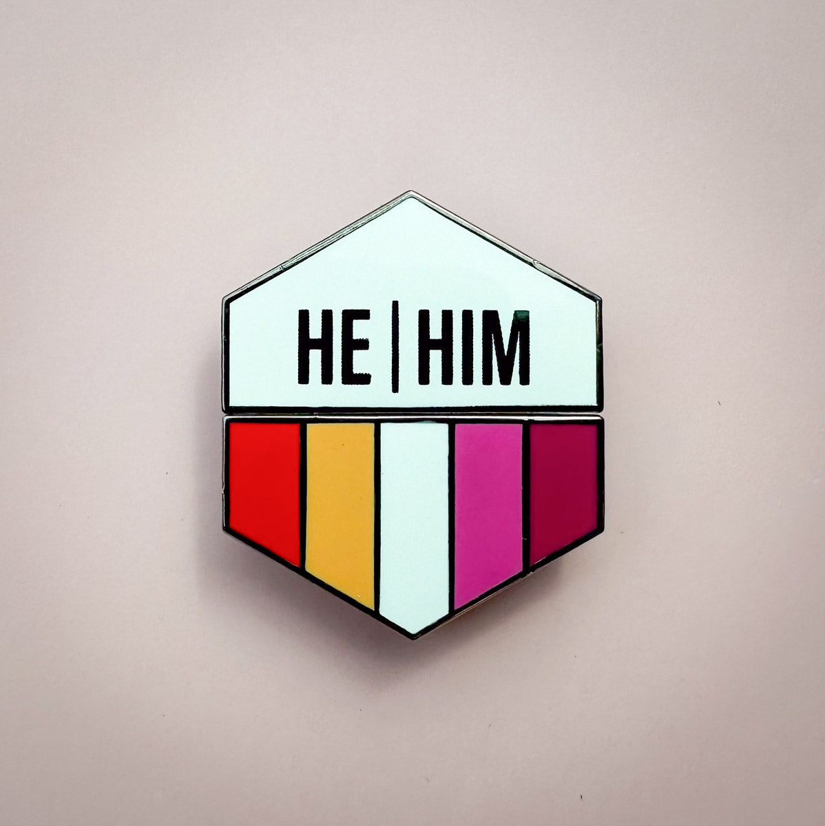 Flags For Good Pronoun + Pride Flag Magnetic Pin | He Him + Lesbian Flag Combo