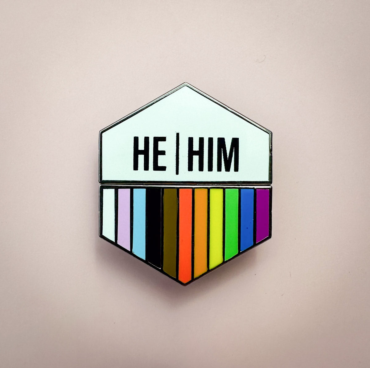 Flags For Good Pronoun + Pride Flag Magnetic Pin | He Him + Rainbow Pride Flag Combo
