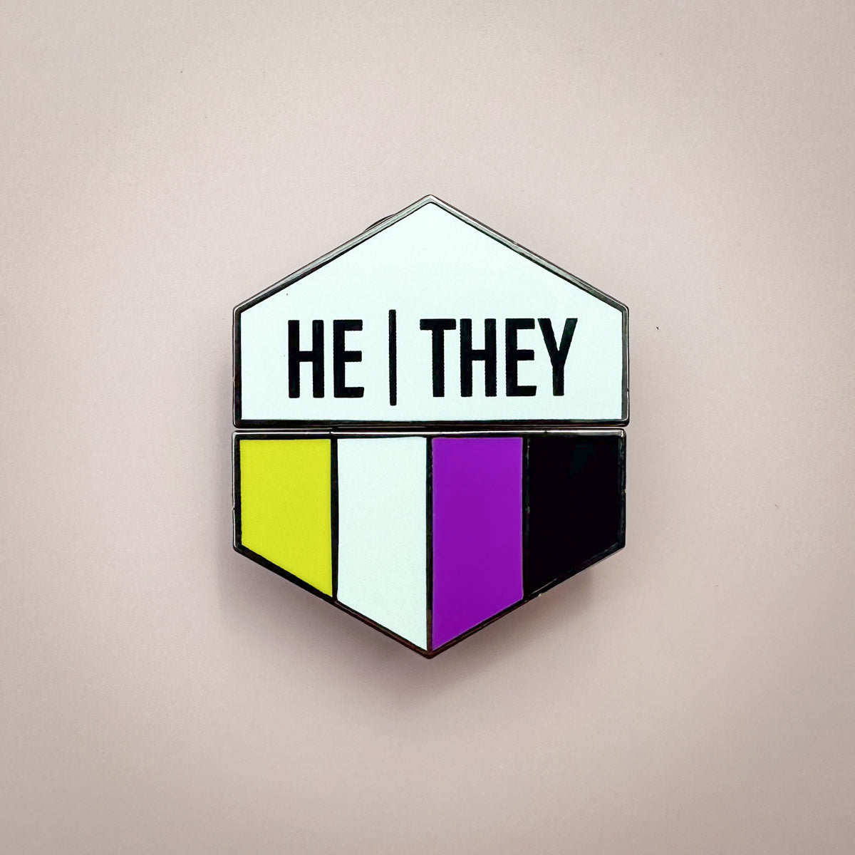 Flags For Good Pronoun + Pride Flag Magnetic Pin | He They + Nonbinary Flag Combo