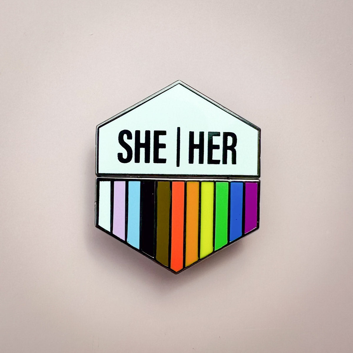 Flags For Good Pronoun + Pride Flag Magnetic Pin | She Her + Rainbow Pride Flag Combo