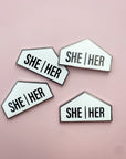 Pronoun + Pride Flag Interchangeable Magnetic Pin Set by Flags For Good | She Her Pronoun Badges Tops