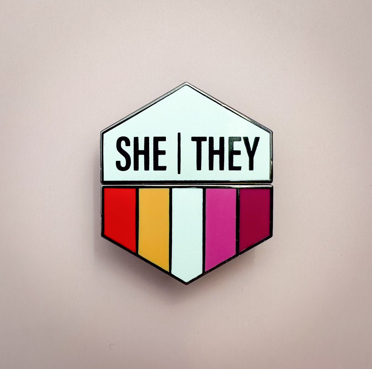 Flags For Good Pronoun + Pride Flag Magnetic Pin | She They + Lesbian Flag Combo