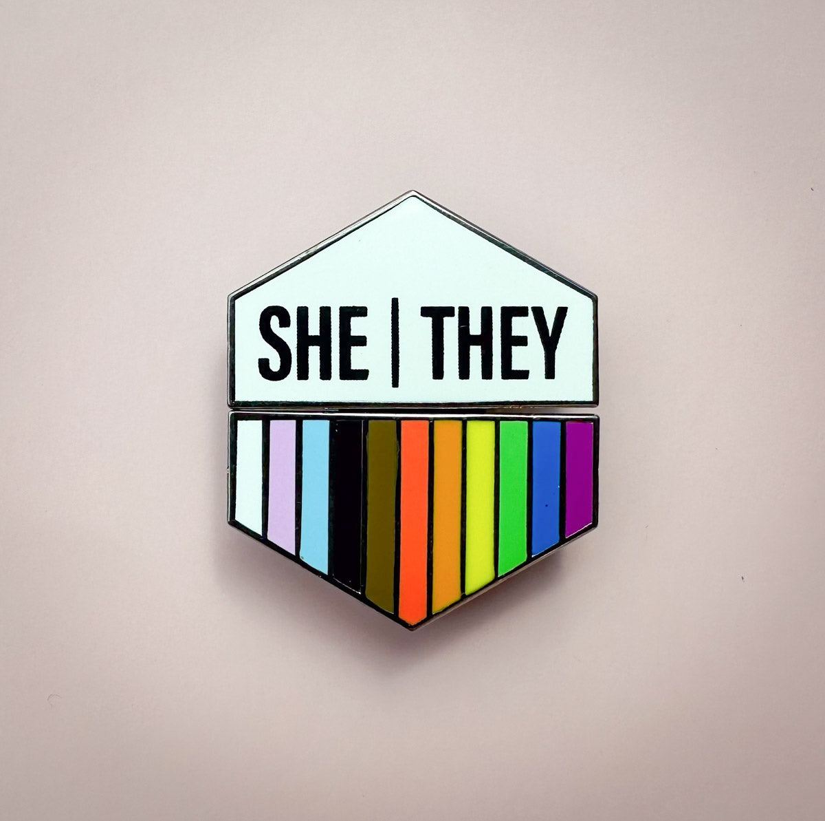 Flags For Good Pronoun + Pride Flag Magnetic Pin | She They + Rainbow Pride Flag Combo
