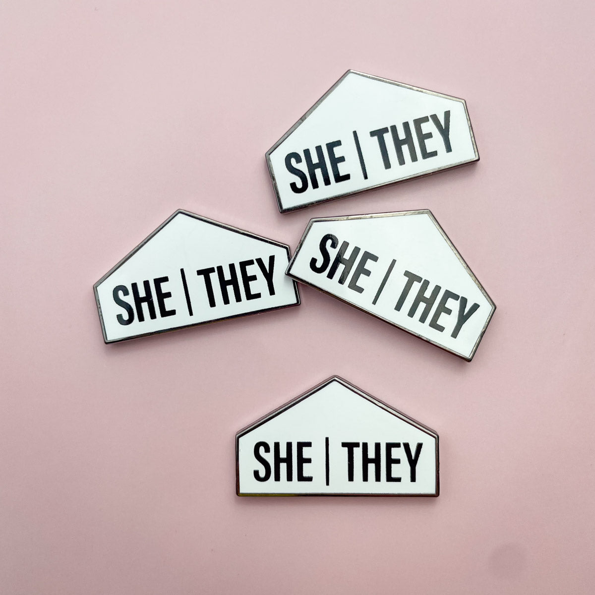 Pronoun + Pride Flag Interchangeable Magnetic Pin Set by Flags For Good | She They Pronoun Badges