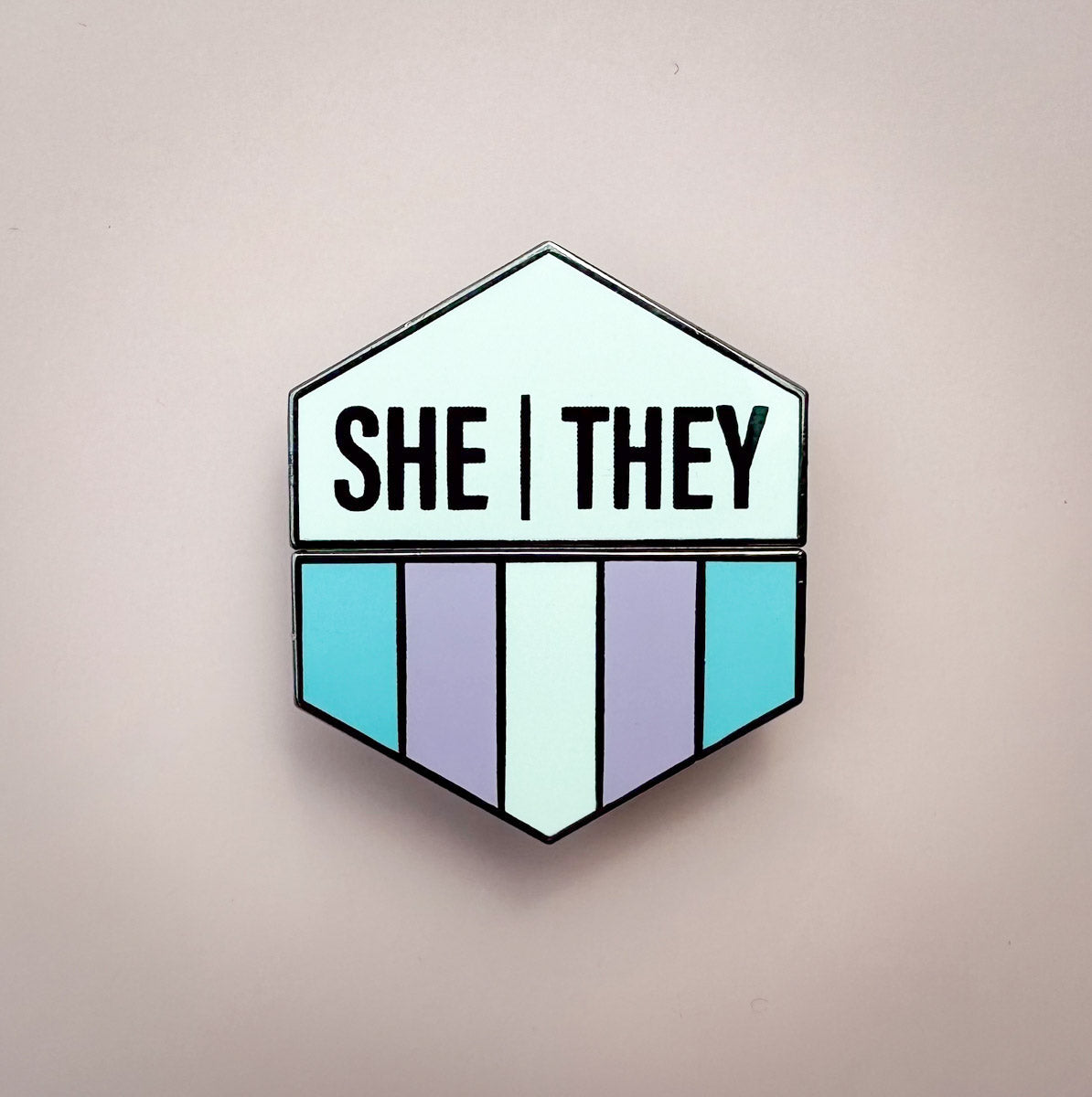 Flags For Good Pronoun + Pride Flag Magnetic Pin | She They + Trans Flag Combo