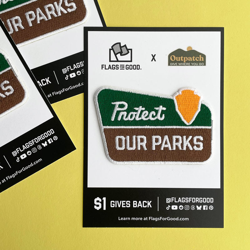 Protect Our Parks Stick On Patch on Backing Card