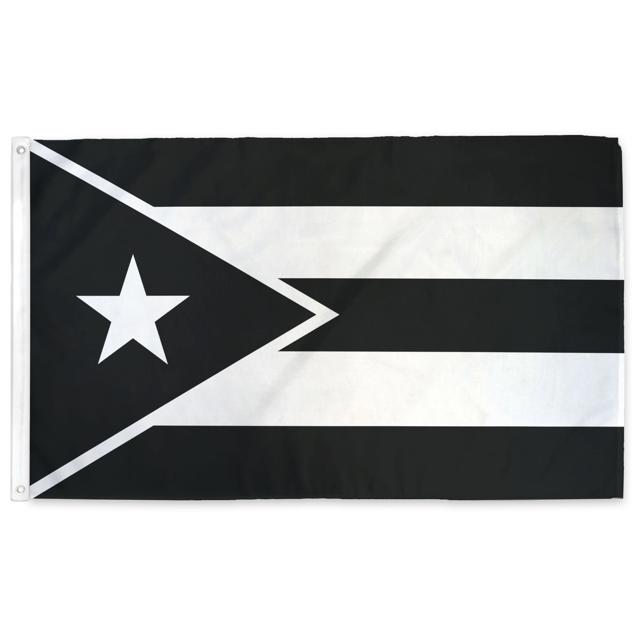 Black and white Puerto Rican flag