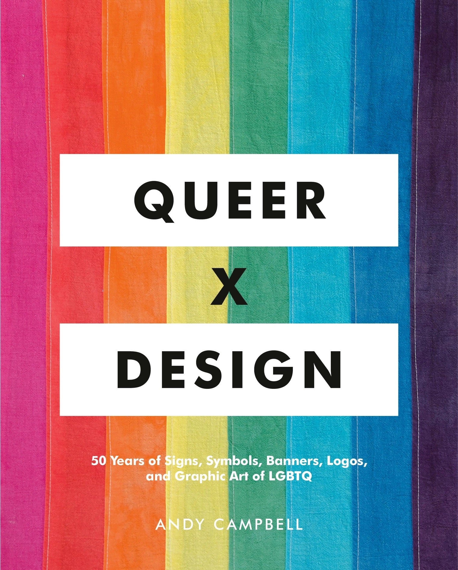 Book cover of 'Queer X Design' with rainbow stripes and text.