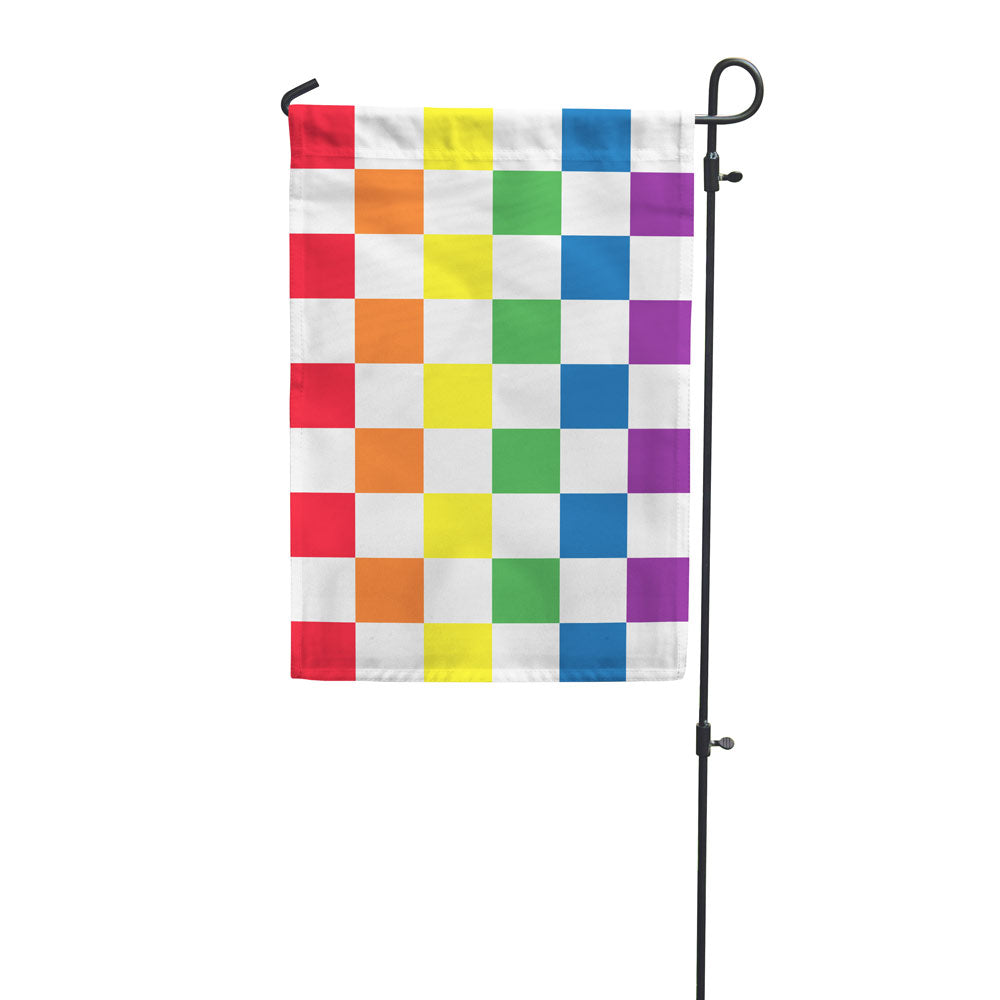Rainbow Checkered Garden Flag