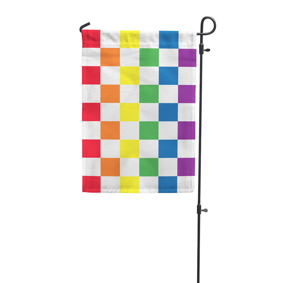 Rainbow Checkered Garden Flag