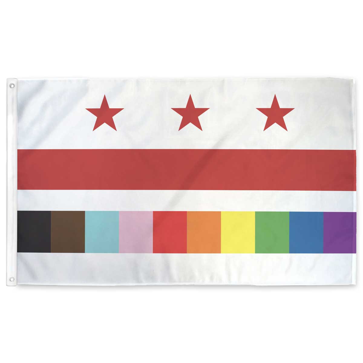 Washington DS flag with progress rainbow pride colors by flags for good